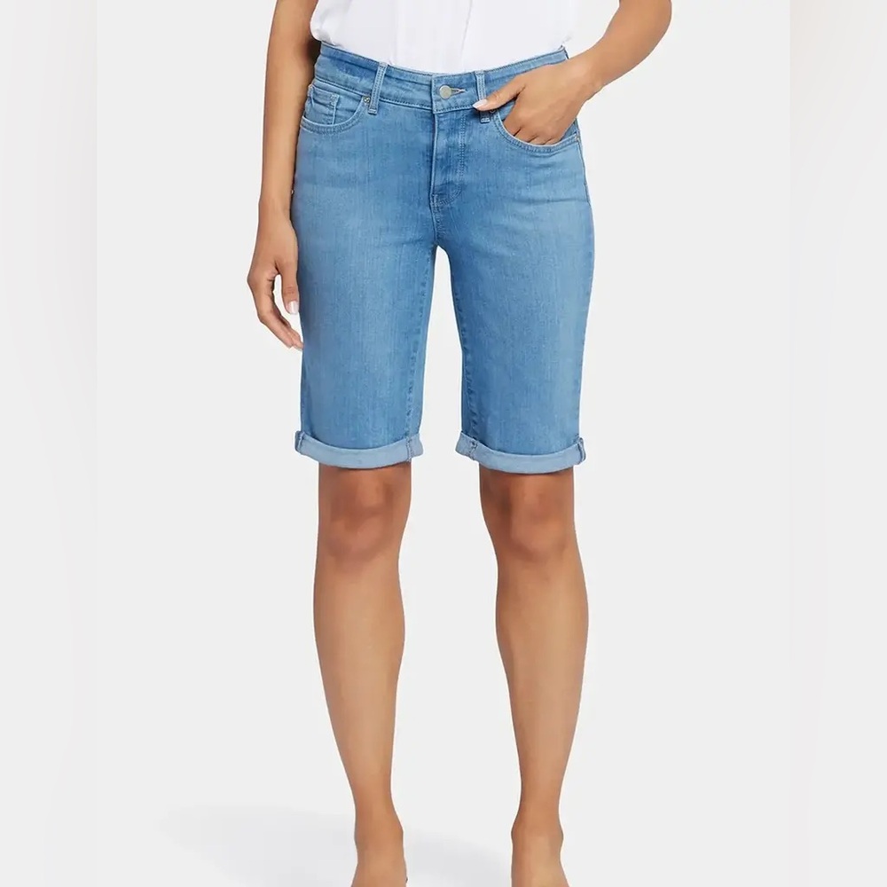 NOT YOUR DAUGHTERS JEANS Size 12 Briella 11” Denim Shorts Roll Cuffs High Waist